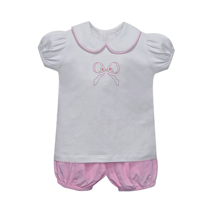 Aubrey Bloomer Set - Pink Bow