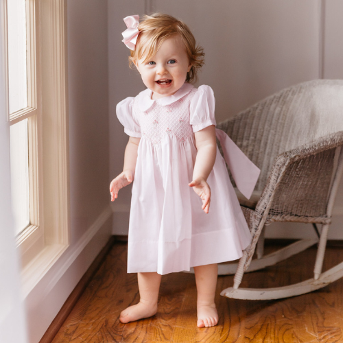 Scalloped Pearl Smock Dress