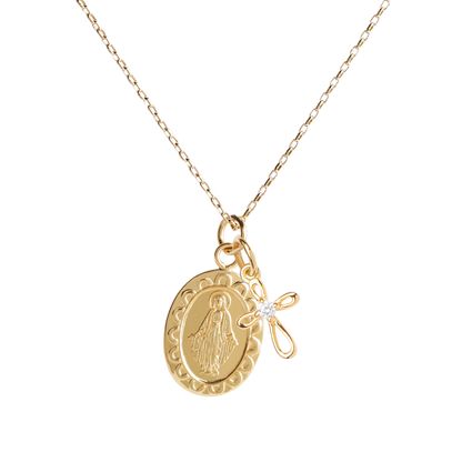 Miraculous Medal Cross Necklace