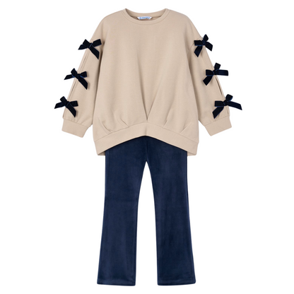 Bow Sweater Legging Set - Navy