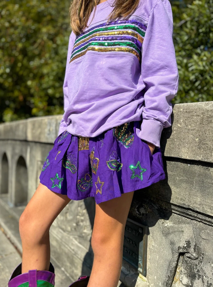 Sequin Stripe L/S French Terry Top