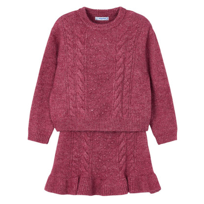 Sweater & Skirt Set - Cherry