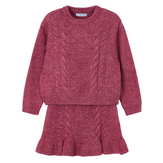 Sweater & Skirt Set - Cherry
