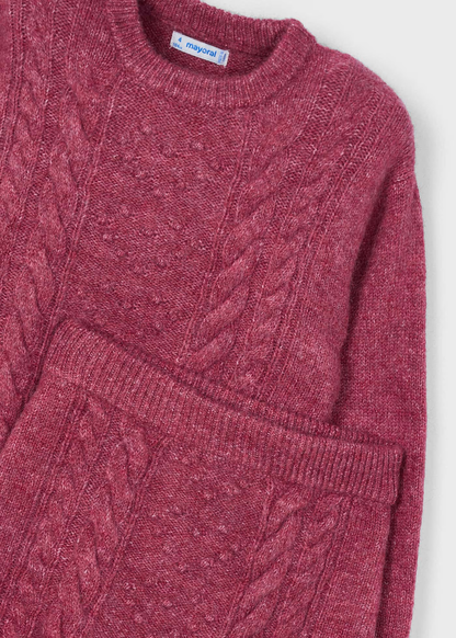 Sweater & Skirt Set - Cherry