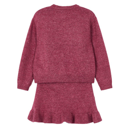 Sweater & Skirt Set - Cherry