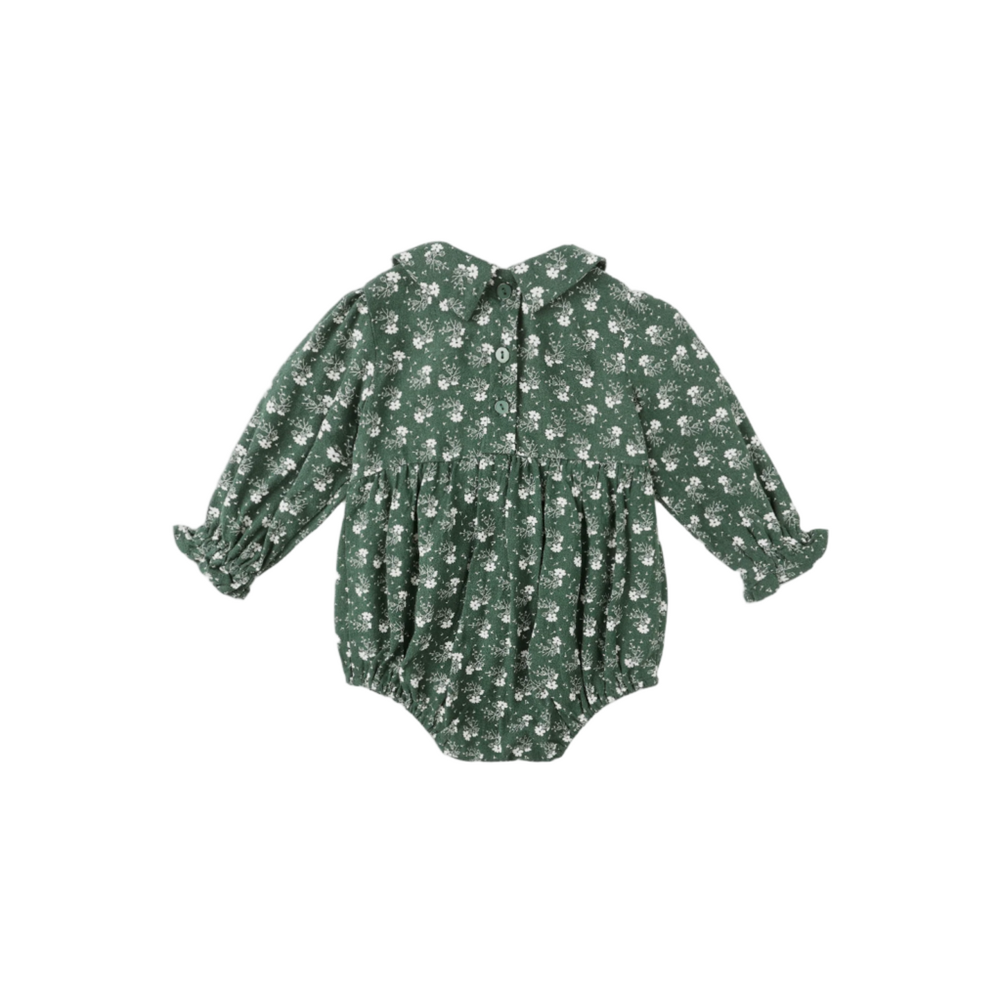 Cora Romper - Green Ditsy