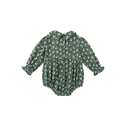 Cora Romper - Green Ditsy