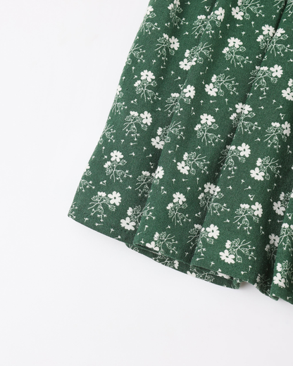 Tiered Midi Skirt - Green Ditsy
