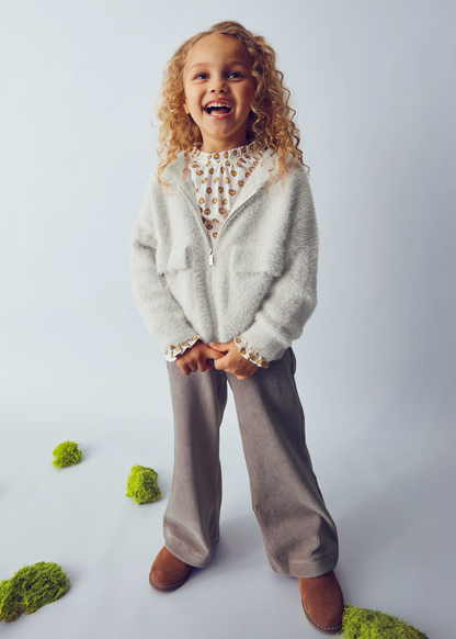 Furry Zip-Up Hoodie - Almond