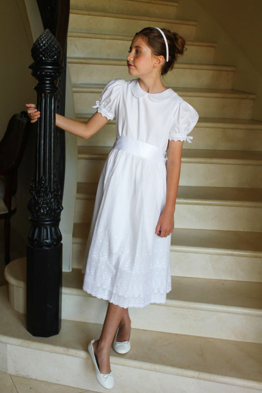 Cotton Batiste Dress W/ Puff Slv - 4993PST