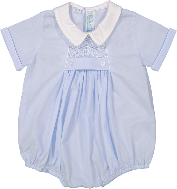 Chevron Smocked Creeper - Blue