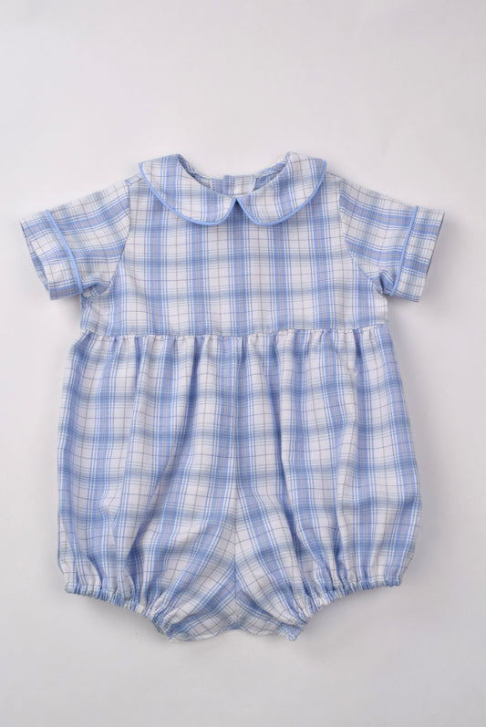 Blue/Tan Plaid Romper - 71245