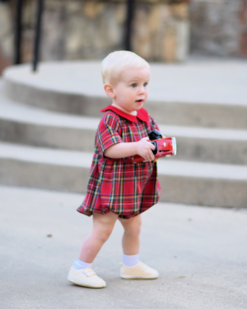 Red Plaid Boy Romper