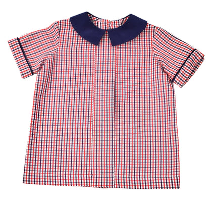 Red & Navy Pleated Short Set