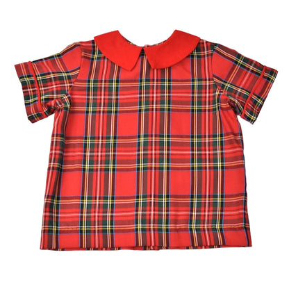 Red Plaid Corduroy Short Set