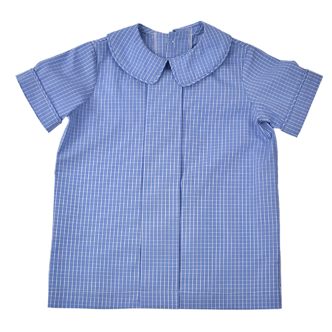 Blue Check Pleated Short Set