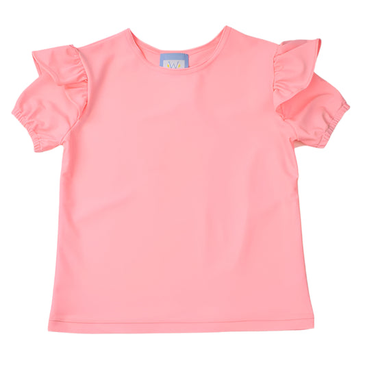 Ruffle Puff Sleeve Top - Pink