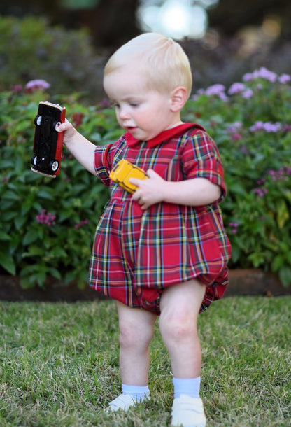 Red Plaid Boy Romper