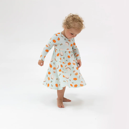 Pumpkin Spice Latte Twirly LS Dress