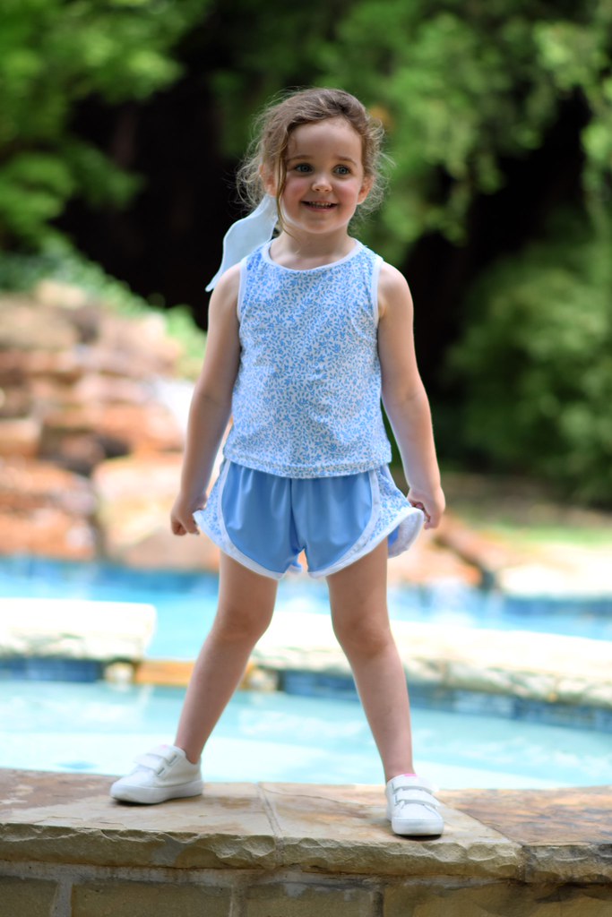 Blue Shorts W/ Floral Sides