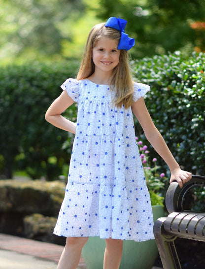 Royal Flowers Tiered Dress