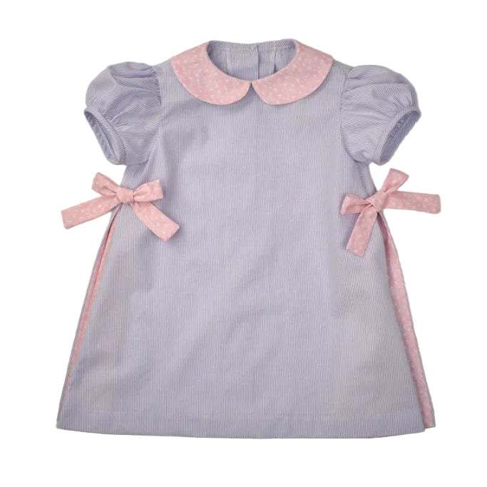 Blue Stripe Dress W/ Pink Sides