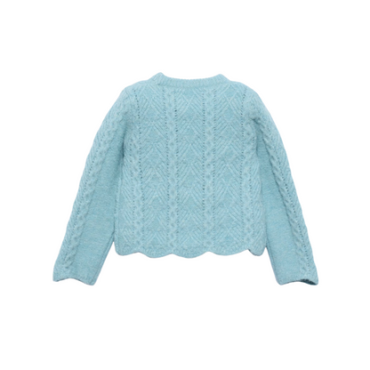 Wavy Knit Sweater - Aqua