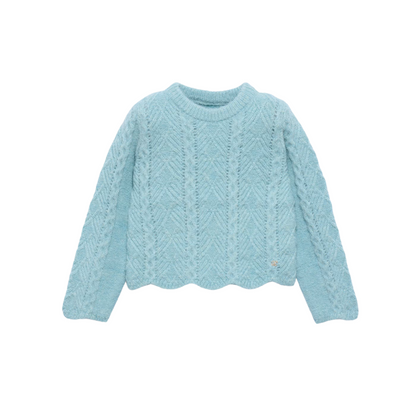 Wavy Knit Sweater - Aqua