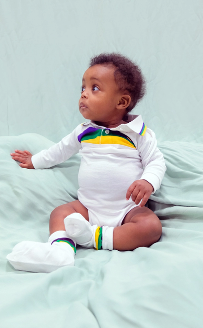Mardi Gras Stripe L/S Onesie