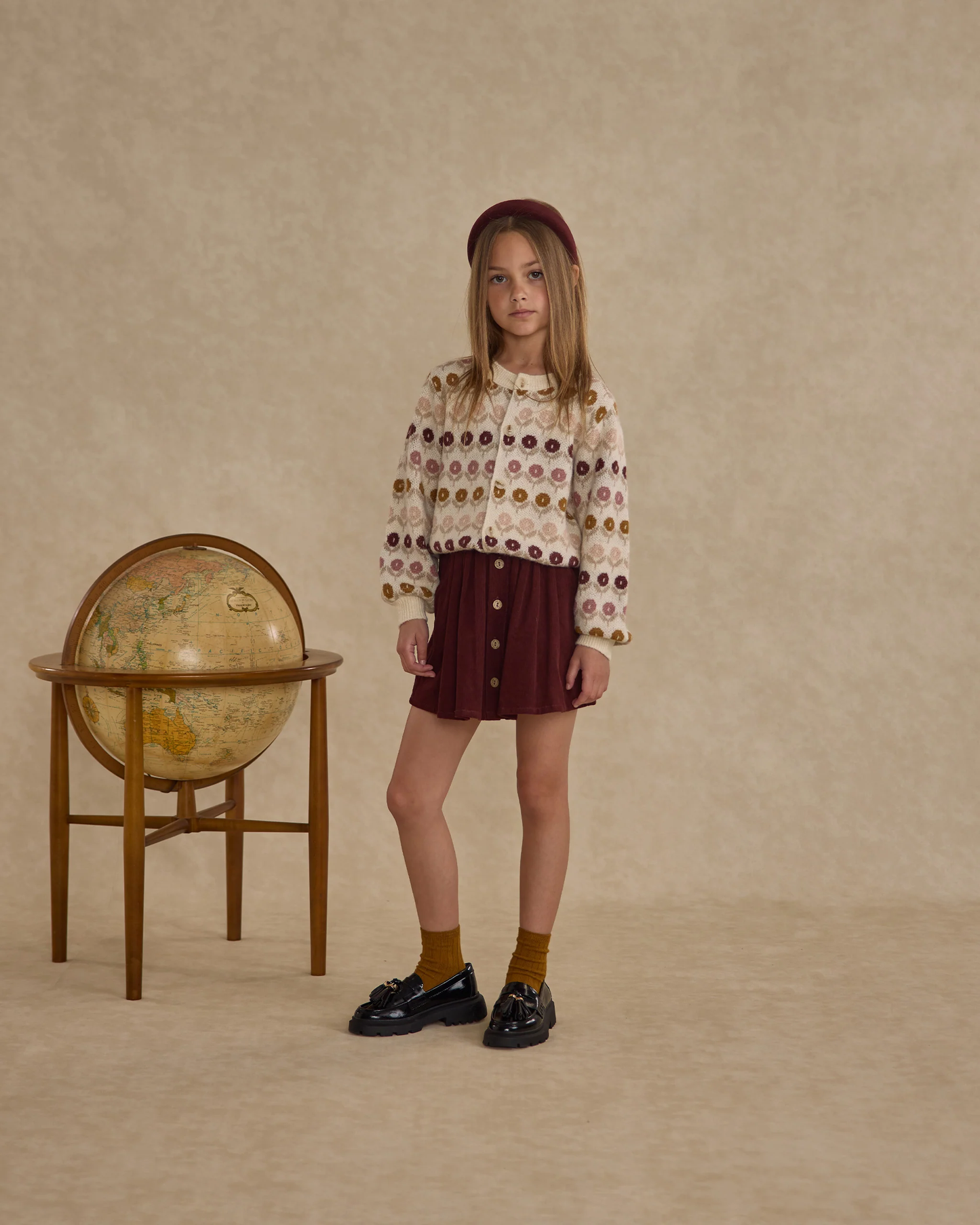 Button Front Mini Skirt - Burgundy