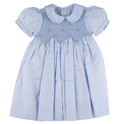 Scalloped Pearl Smock Dress