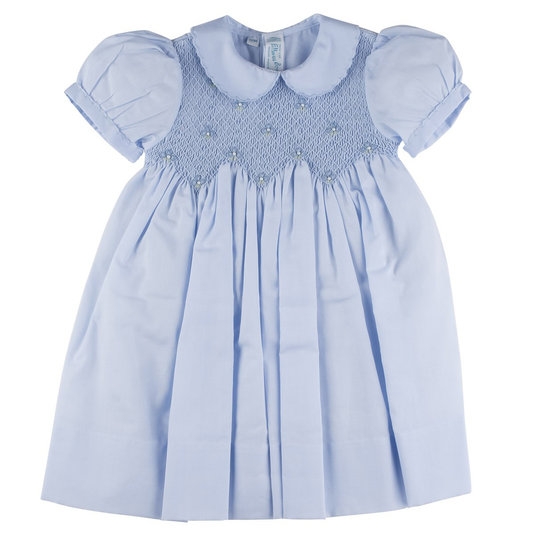 Scalloped Pearl Smock Dress