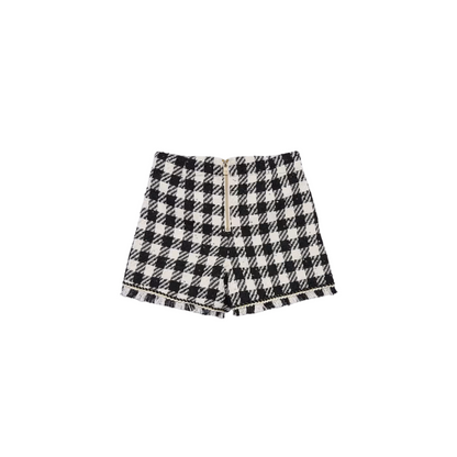Sequin Plaid Shorts - Black