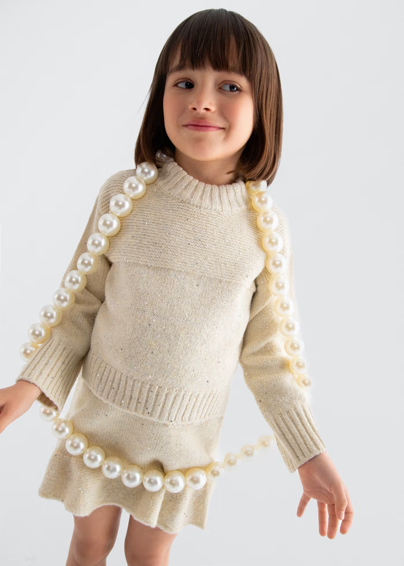Knit Skirt Set - Oat