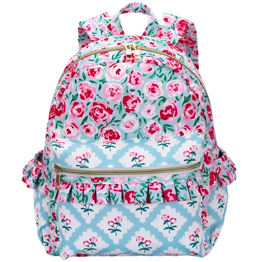 Pink Flower Ruffle Backpack