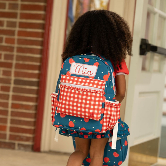 Apples on Navy Backpack