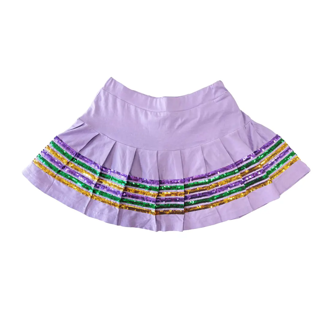Sequin Mardi Gras Skort - Lavender