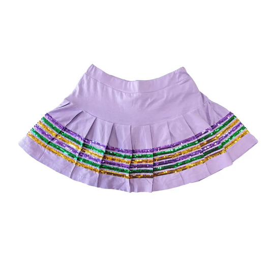 Sequin Mardi Gras Skort - Lavender