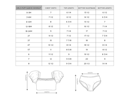 Aqua Grey Floral - Puff Sleeve Swimsuit