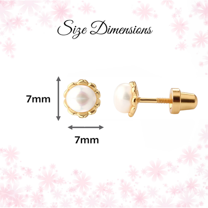 White Pearl Scalloped Edge Earrings