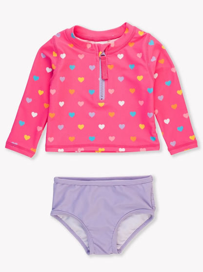 Zip Rashguard 2PC - Colorful Hearts