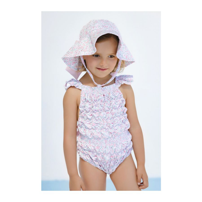 Pink Ditsy Floral Frill Swimsuit