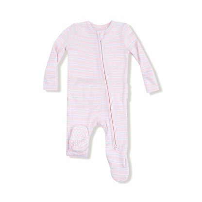 Multi Pink Stripe - Zip Footie