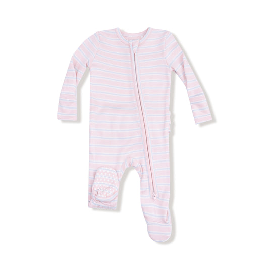 Multi Pink Stripe - Zip Footie
