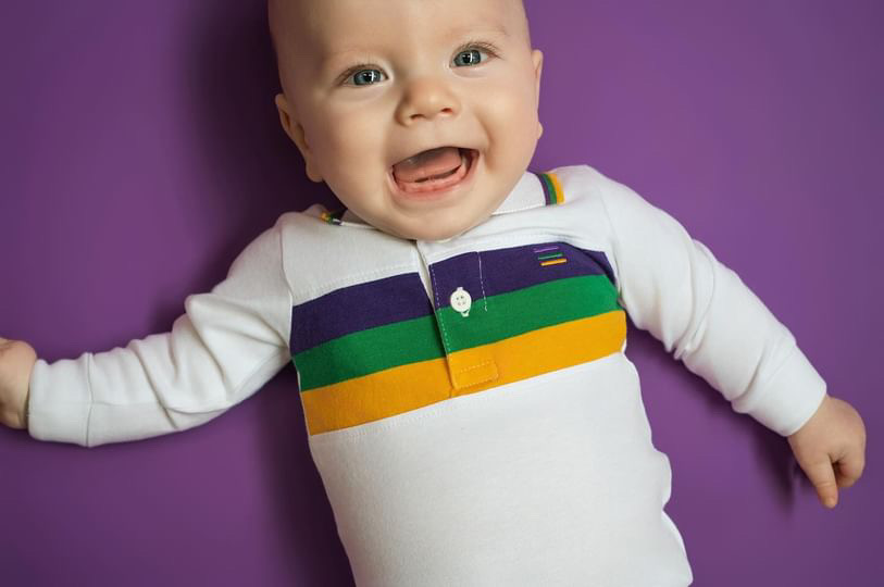 Mardi Gras Stripe L/S Onesie