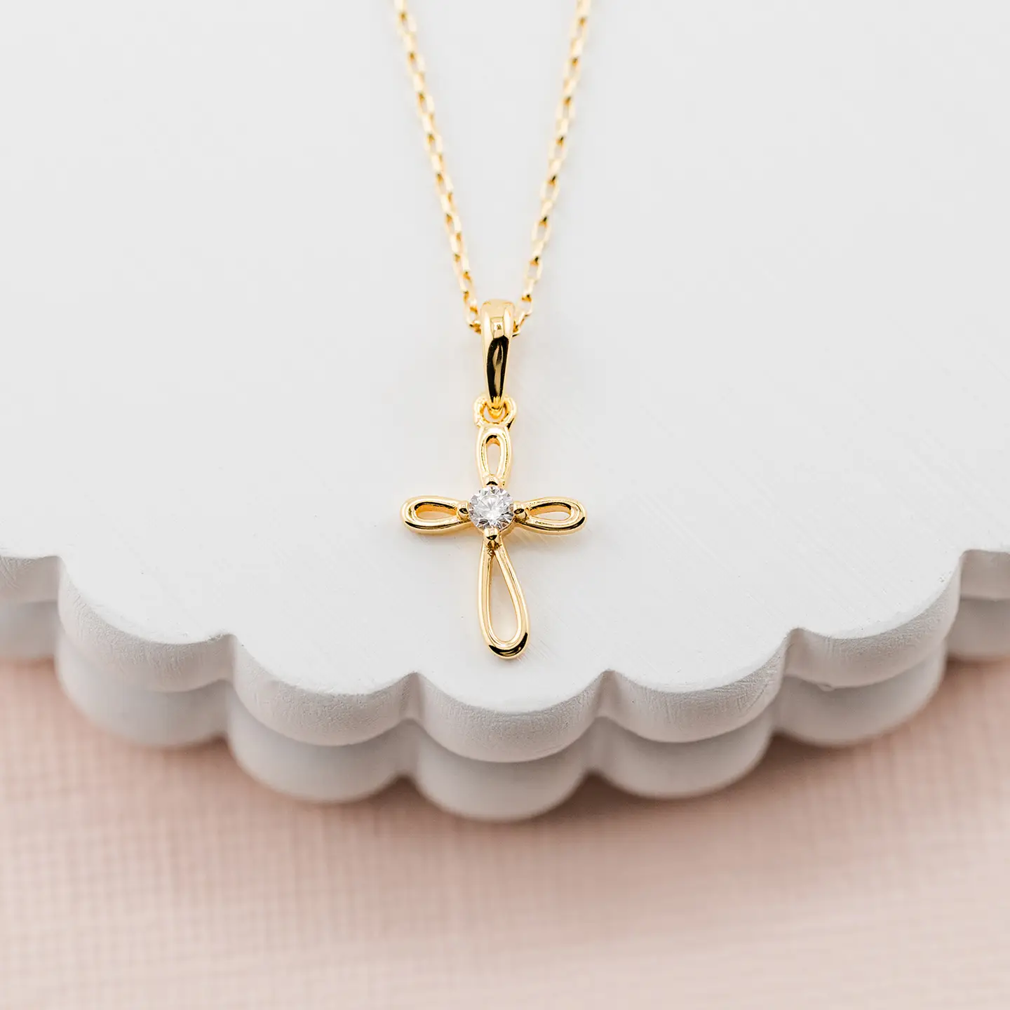 Cross Infinity Necklace - Gold
