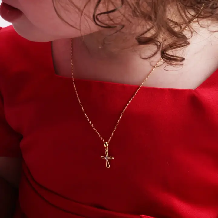 Cross Infinity Necklace - Gold