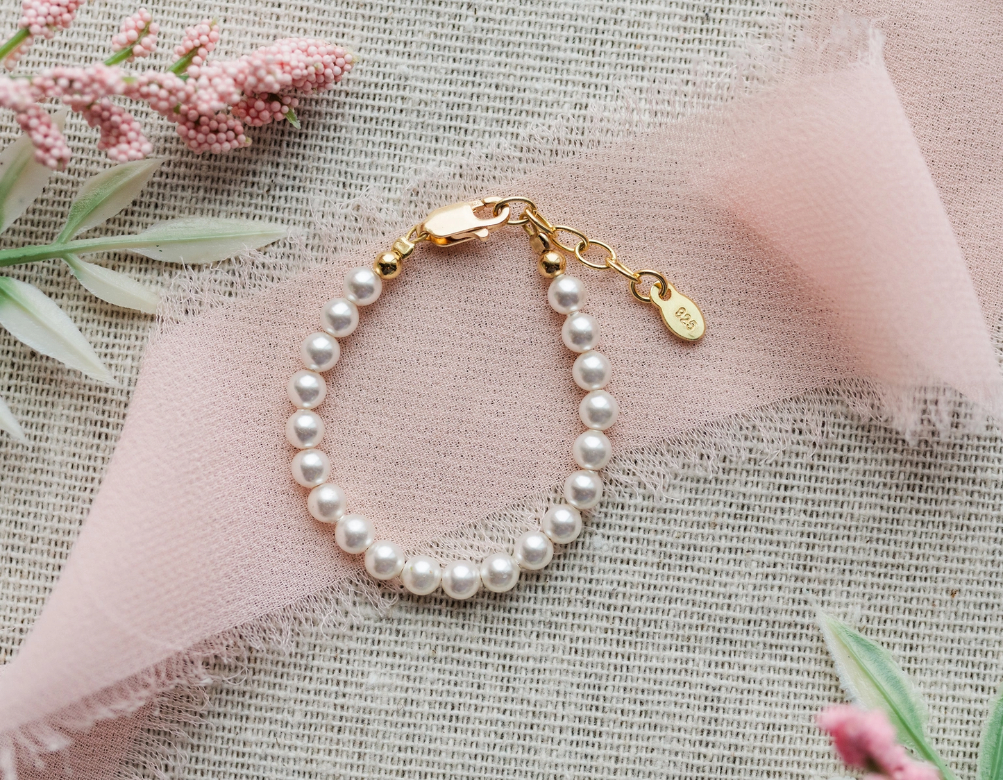 14K Gold-Plated Pearl Baby Bracelet