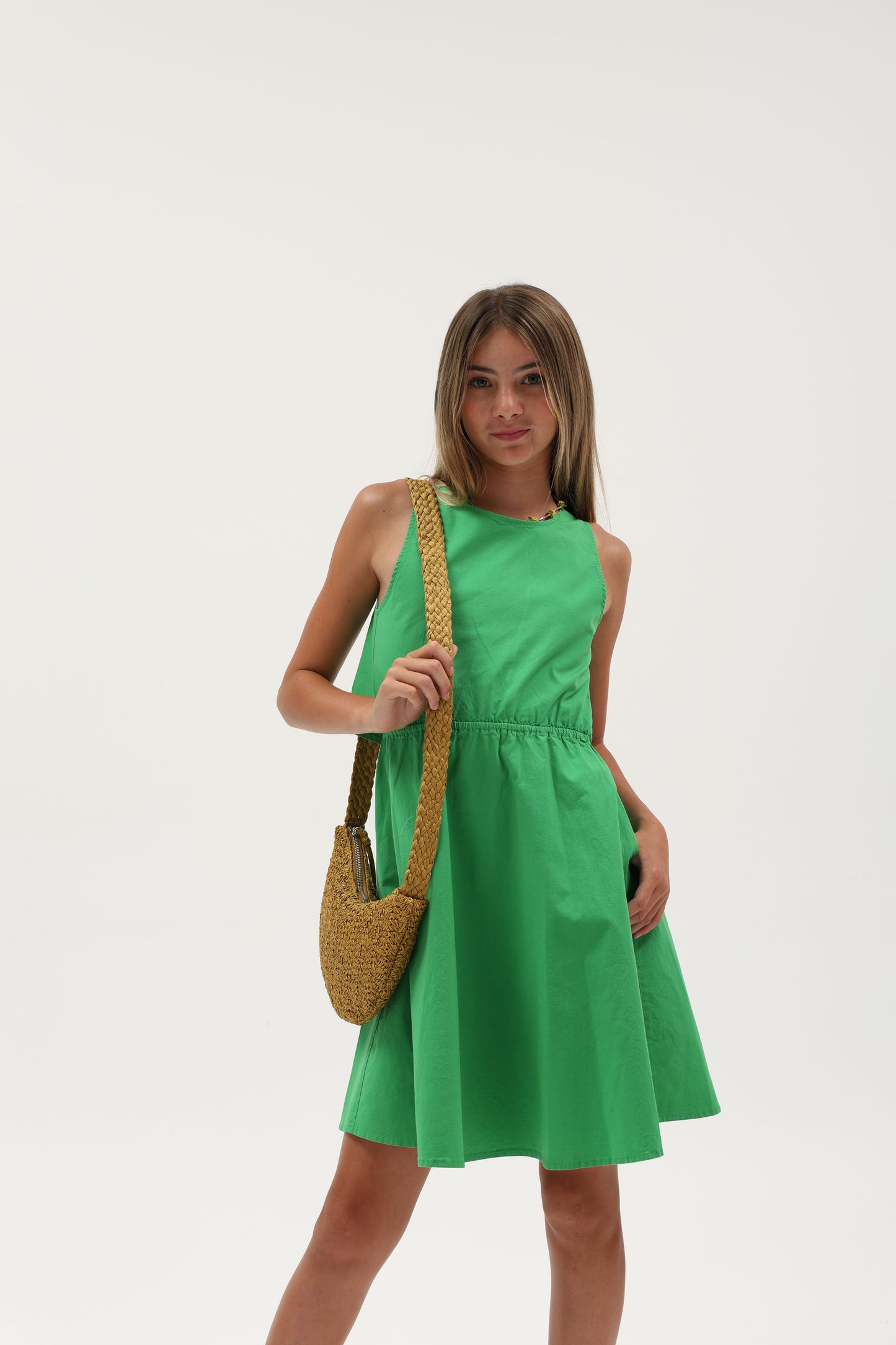 Poplin Peek-A-Boo Tie Back Dress