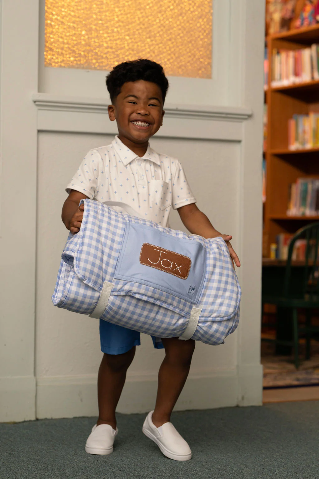 Blue Gingham Nap Mat